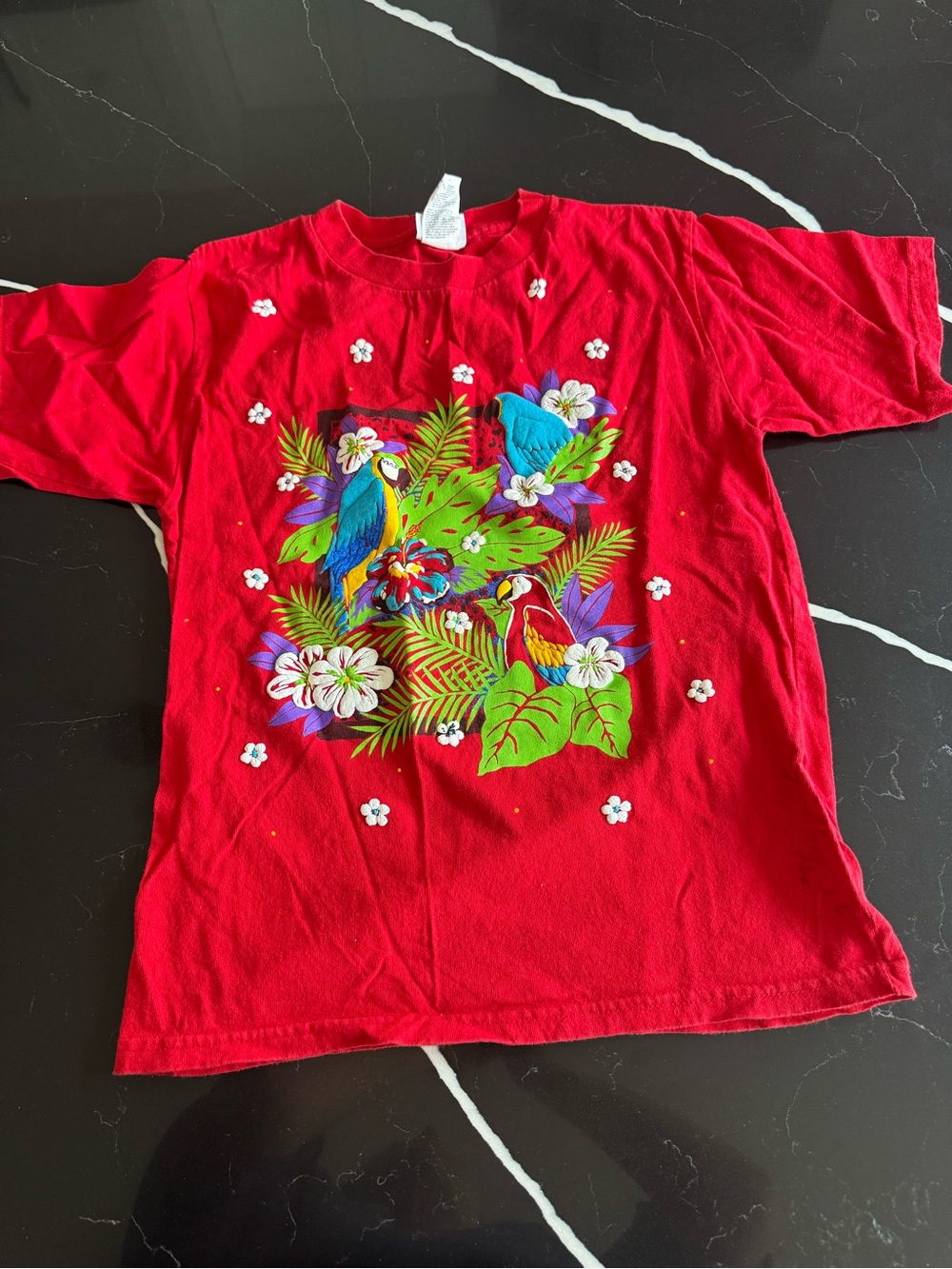 Vintage 90sKids Red Tropical Parrot Graphic Tee